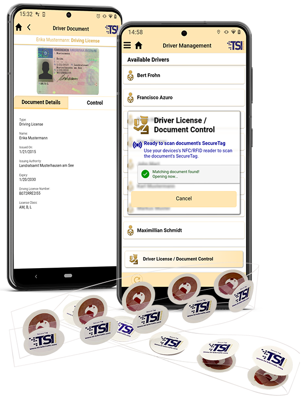 Driving license control with TSI - manipulation-proof with TSI Secure Tags