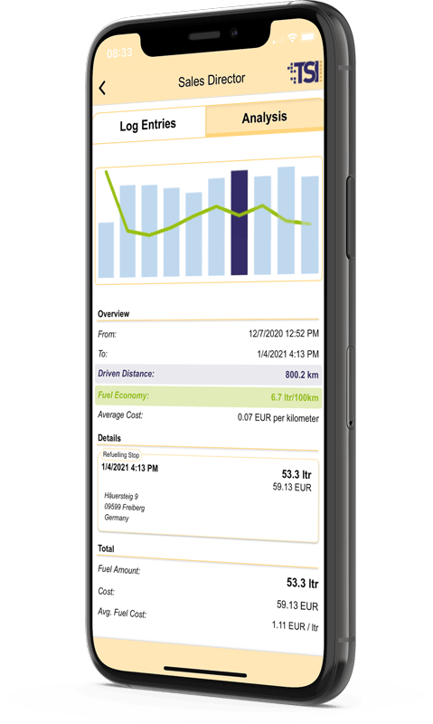 TSI Connect - Update your fuel log while on the road