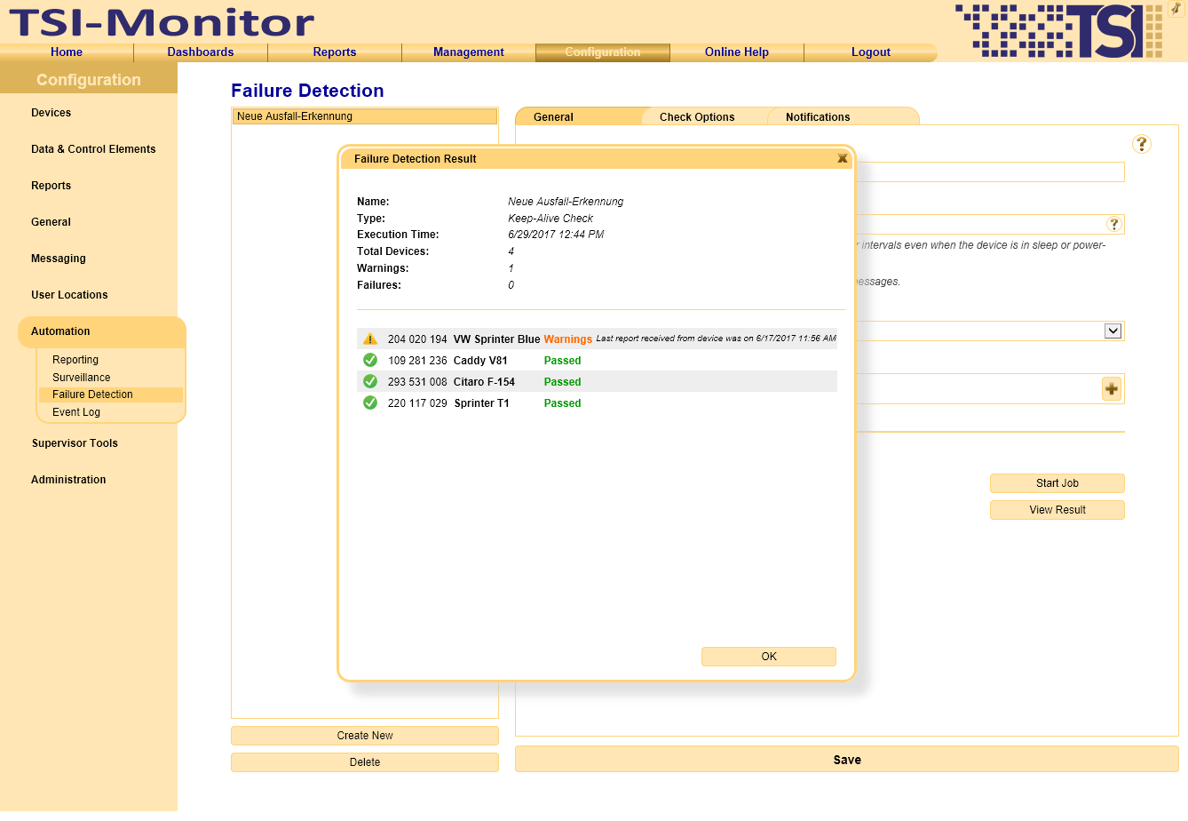 Automatic Failure Detection - Results