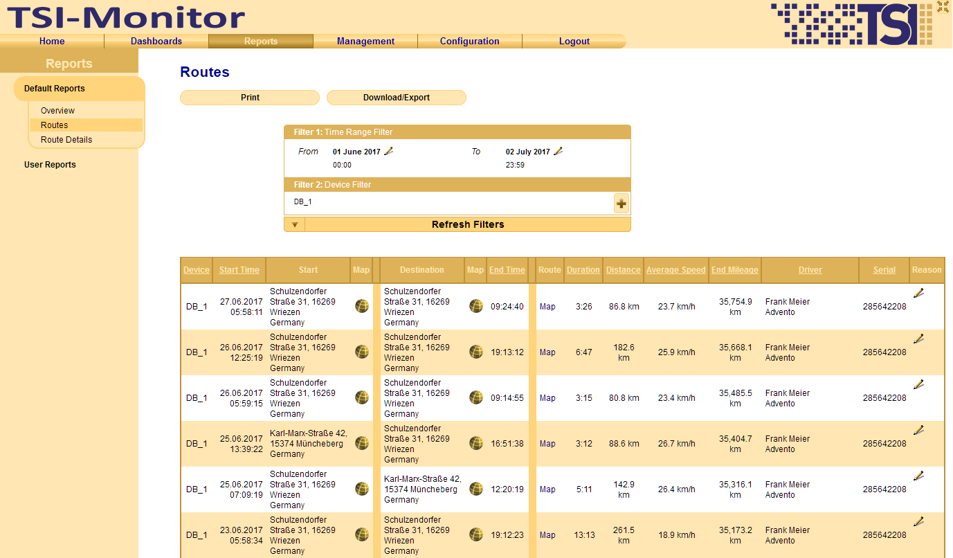 Automatically record and analyse all routes