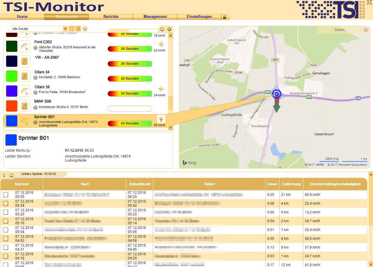 Direkt mit einzelnen Fahrzeugen im Dashboard interagieren - in Echtzeit!