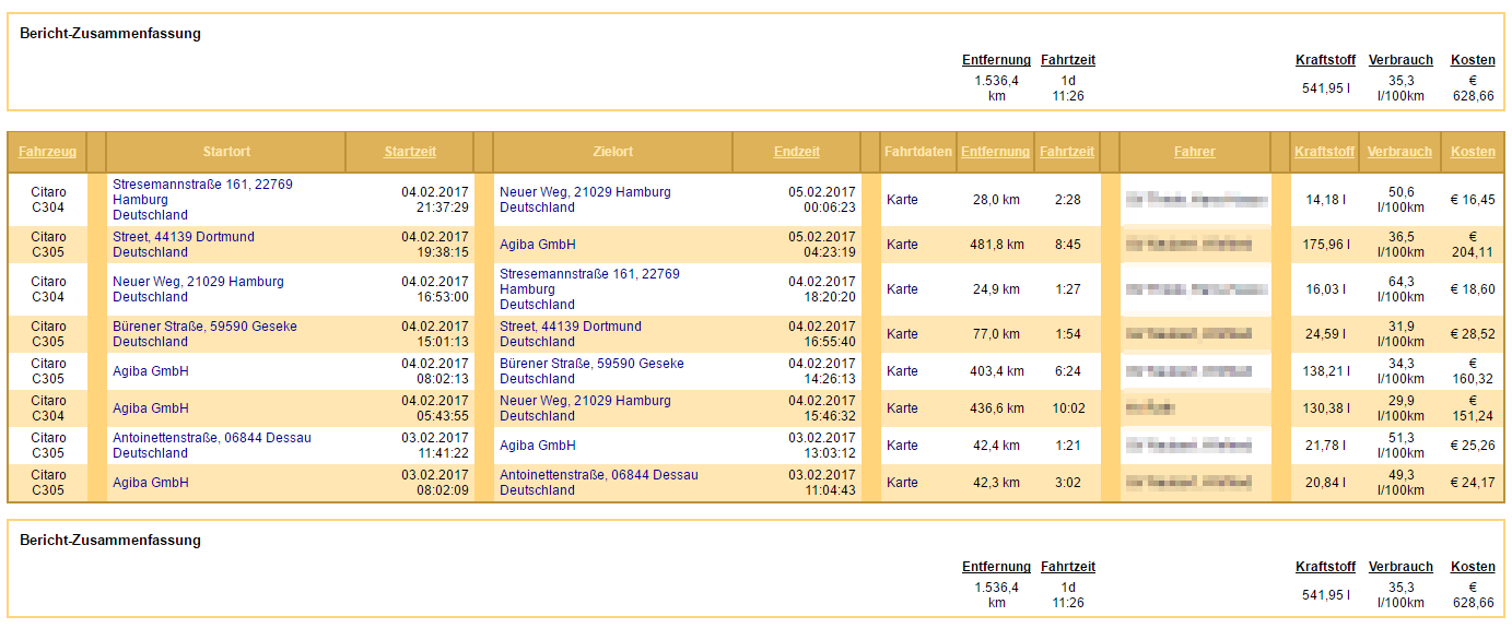 Verbrauchs- &
                Kostenanalyse pro Fahrt