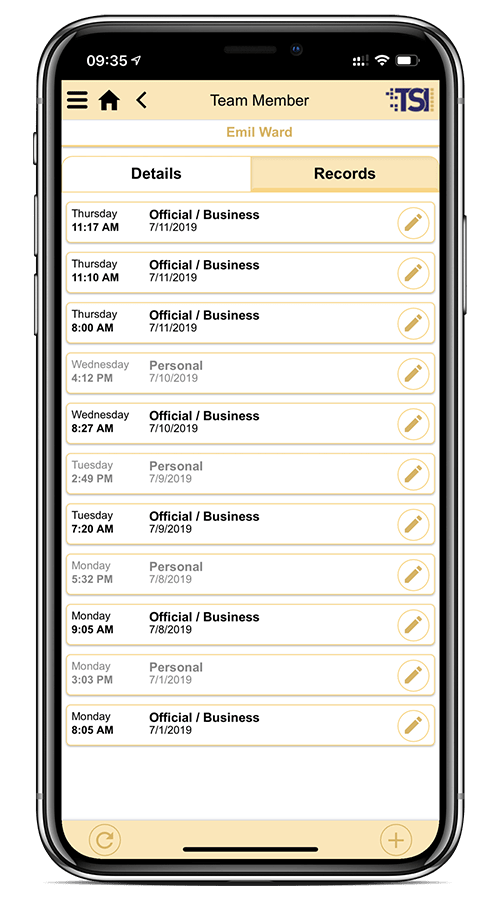 All work time data at a glance on your smartphone