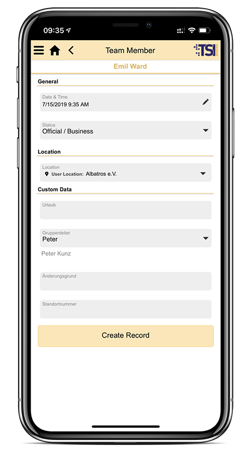 Flexibly log working hours with smartphones and record additional data such as cost centers, order numbers, etc.